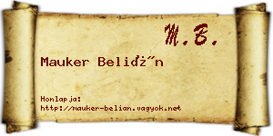 Mauker Belián névjegykártya